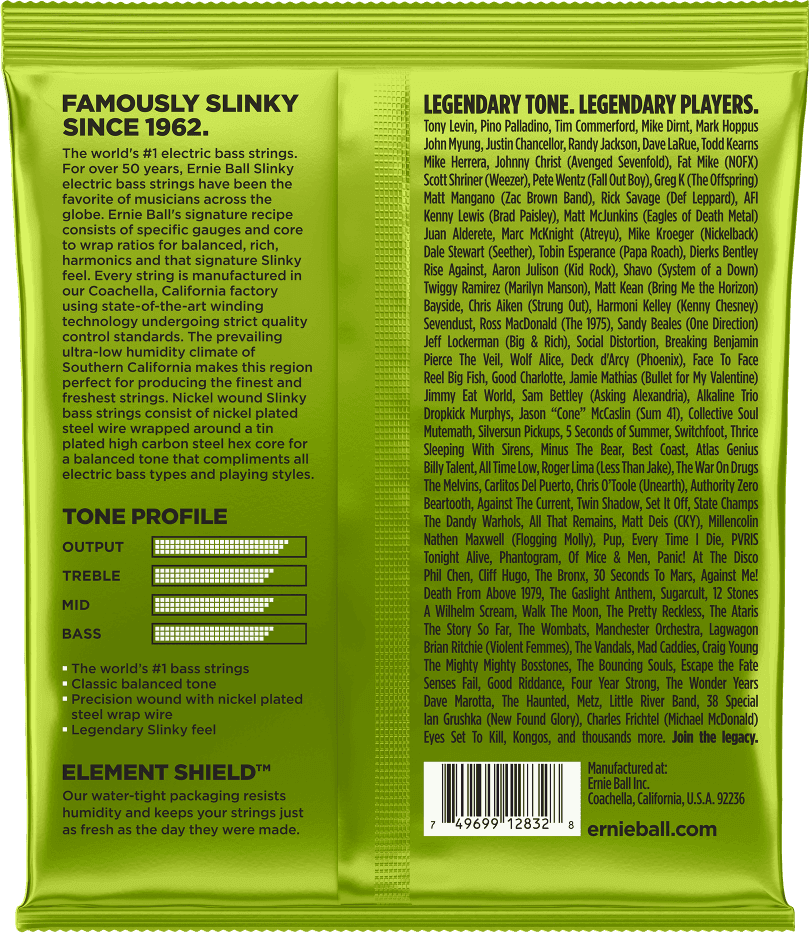 Ernie Ball 2832 Regular Slinky Bass 50-105 snaren