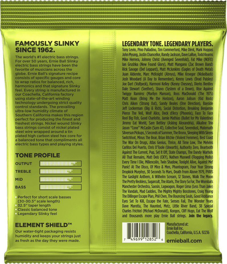Ernie Ball 2852 Regular Slinky Short Scale Bass 45-105 snaren