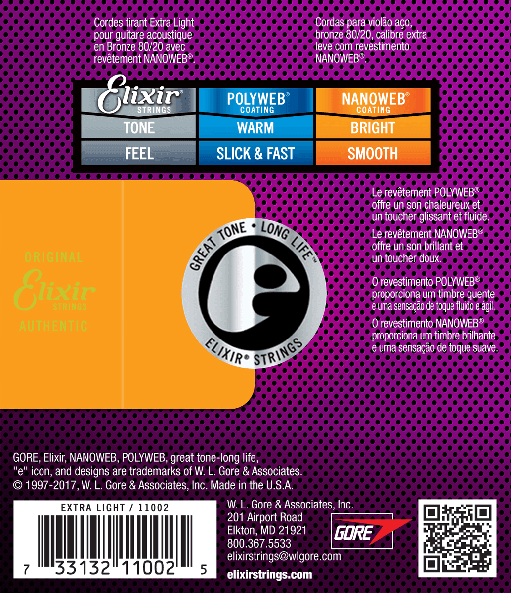 Elixir 11002 Acoustic 80/20 Extra Light 10-47 snaren