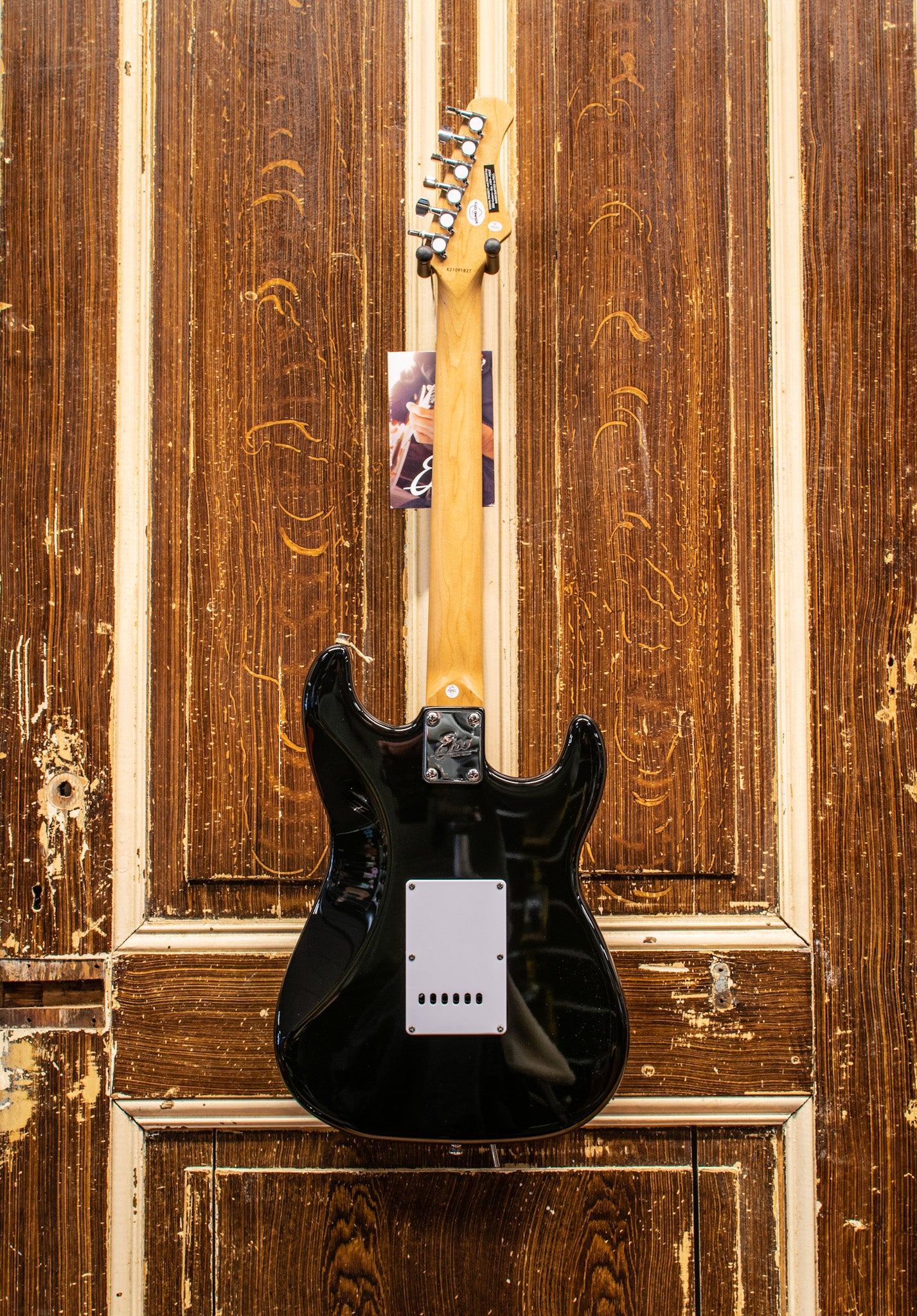 Eko S300-BLK-LH Starter Strat Metallic Black Elektrische Gitaar Linkshandig