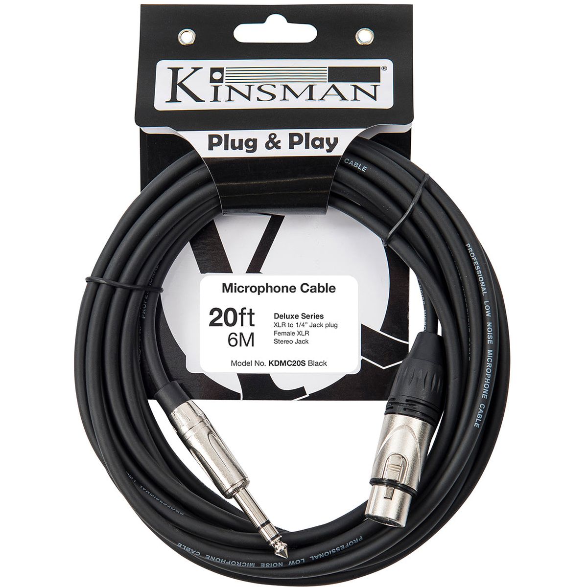 Kinsman Deluxe Stereo Microphone Cable - 20FT