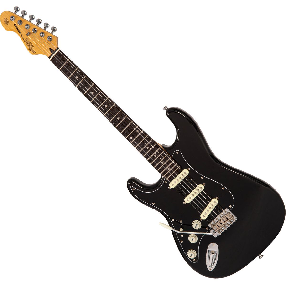 Vintage V60 Coaster Series Left Handed Electric Guitar - Gloss Black