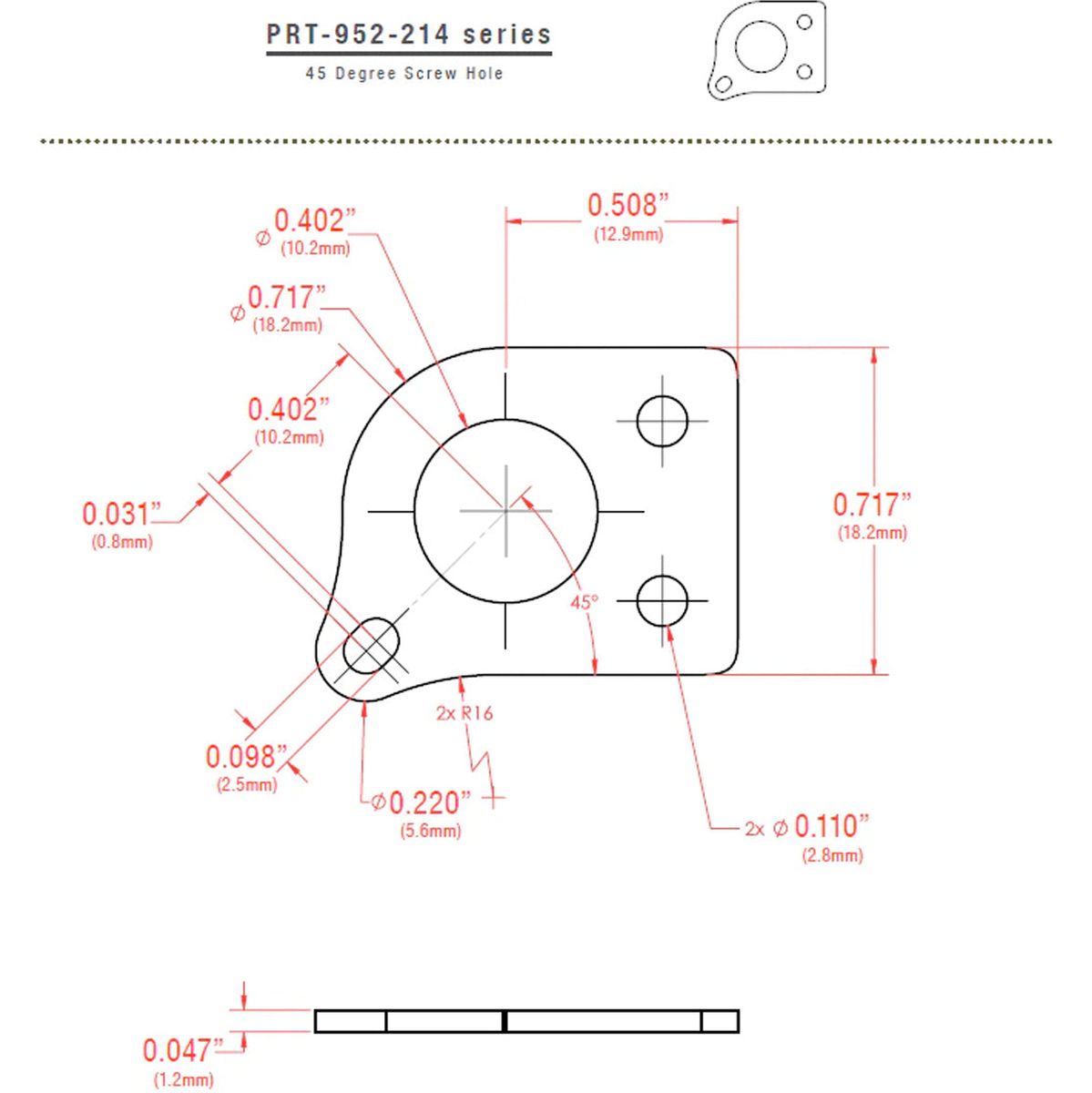 Graph Tech Ratio Plate For 45 Degree Screw Hole - Chrome (1PC)