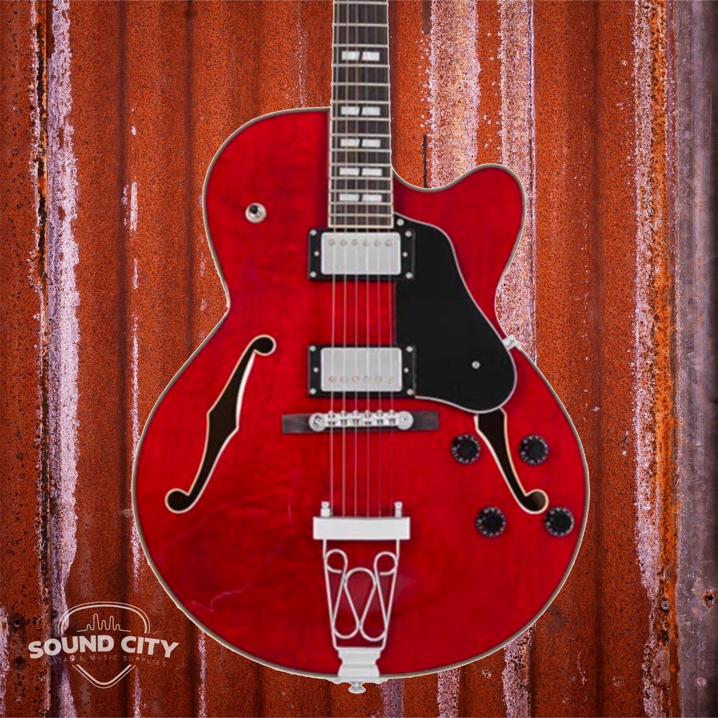 Sire Guitars H7F/STR See Trough Red Archtop Elektrische gitaar