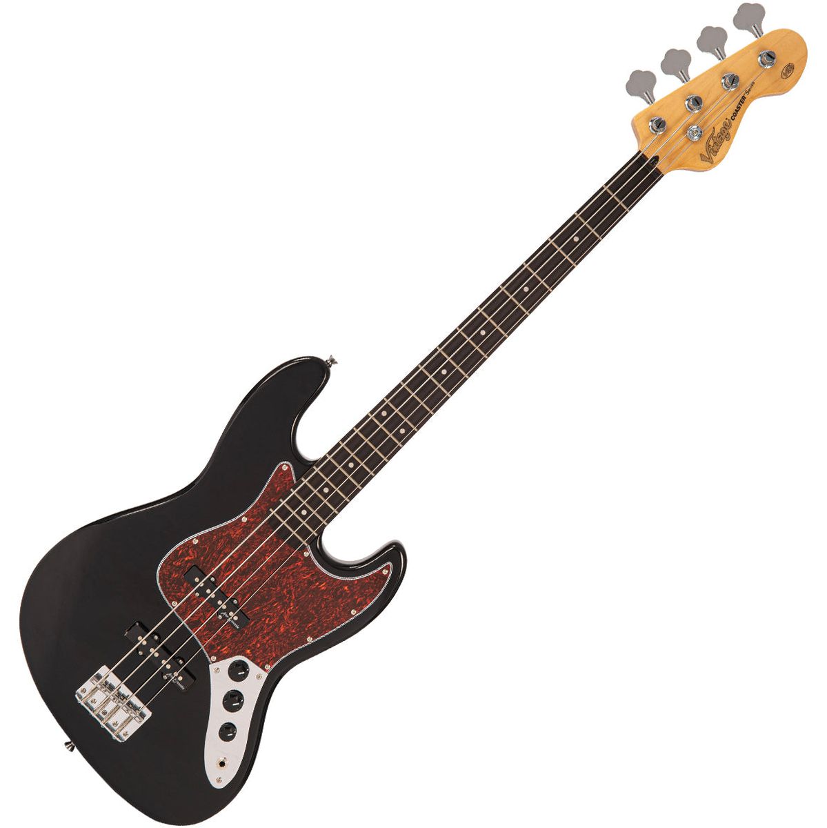 Vintage V49 Coaster Series Bass Guitar - Gloss Black