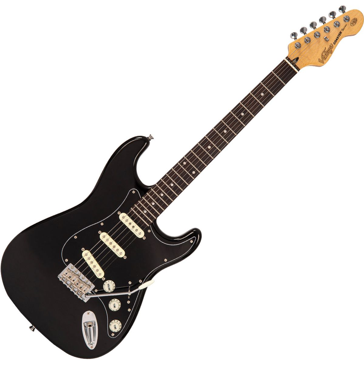 Vintage V60 Coaster Series Electric Guitar - Gloss Black