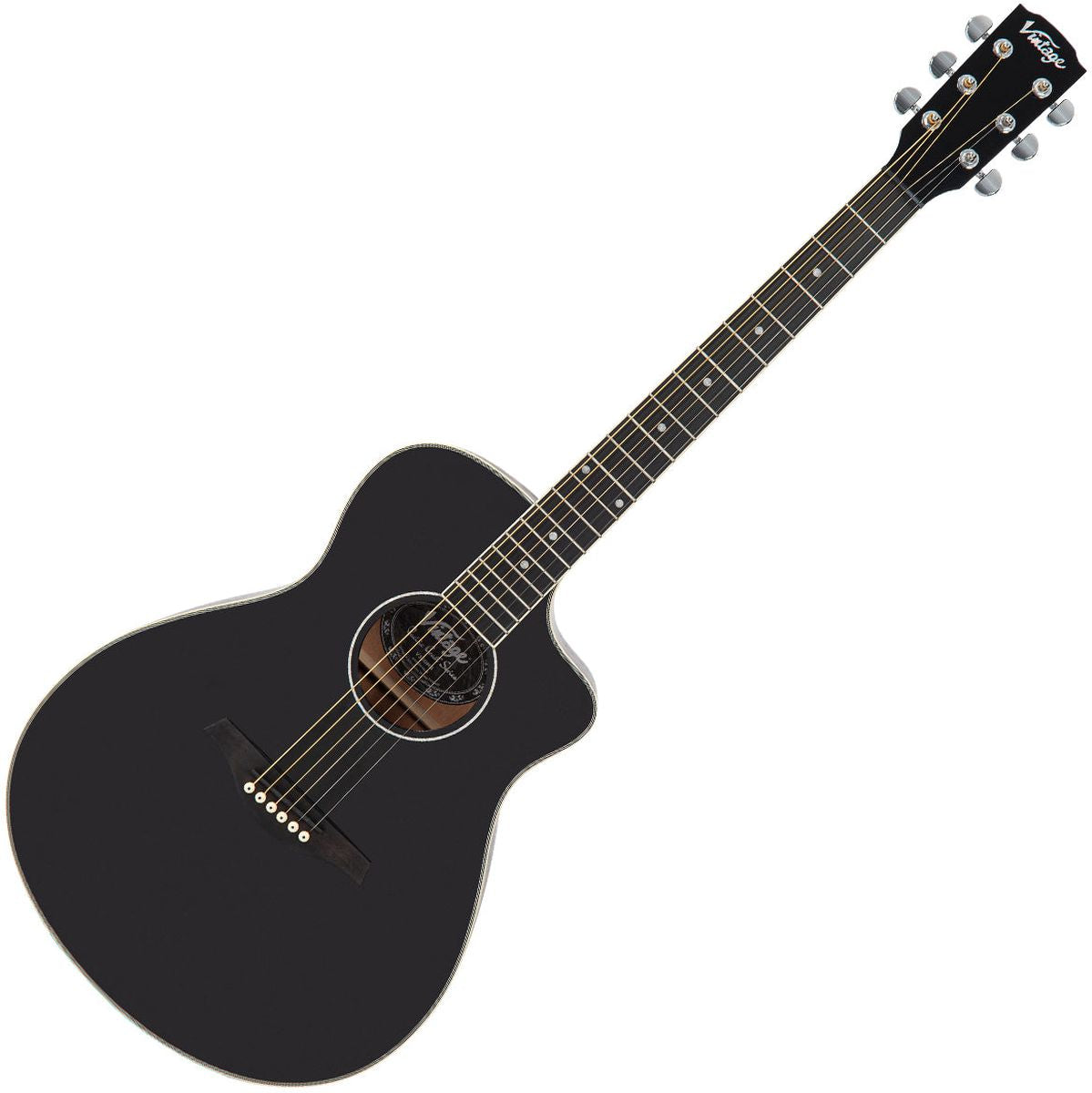 Vintage Pacific Coast Series Electro Acoustic Guitar - Midnite Black