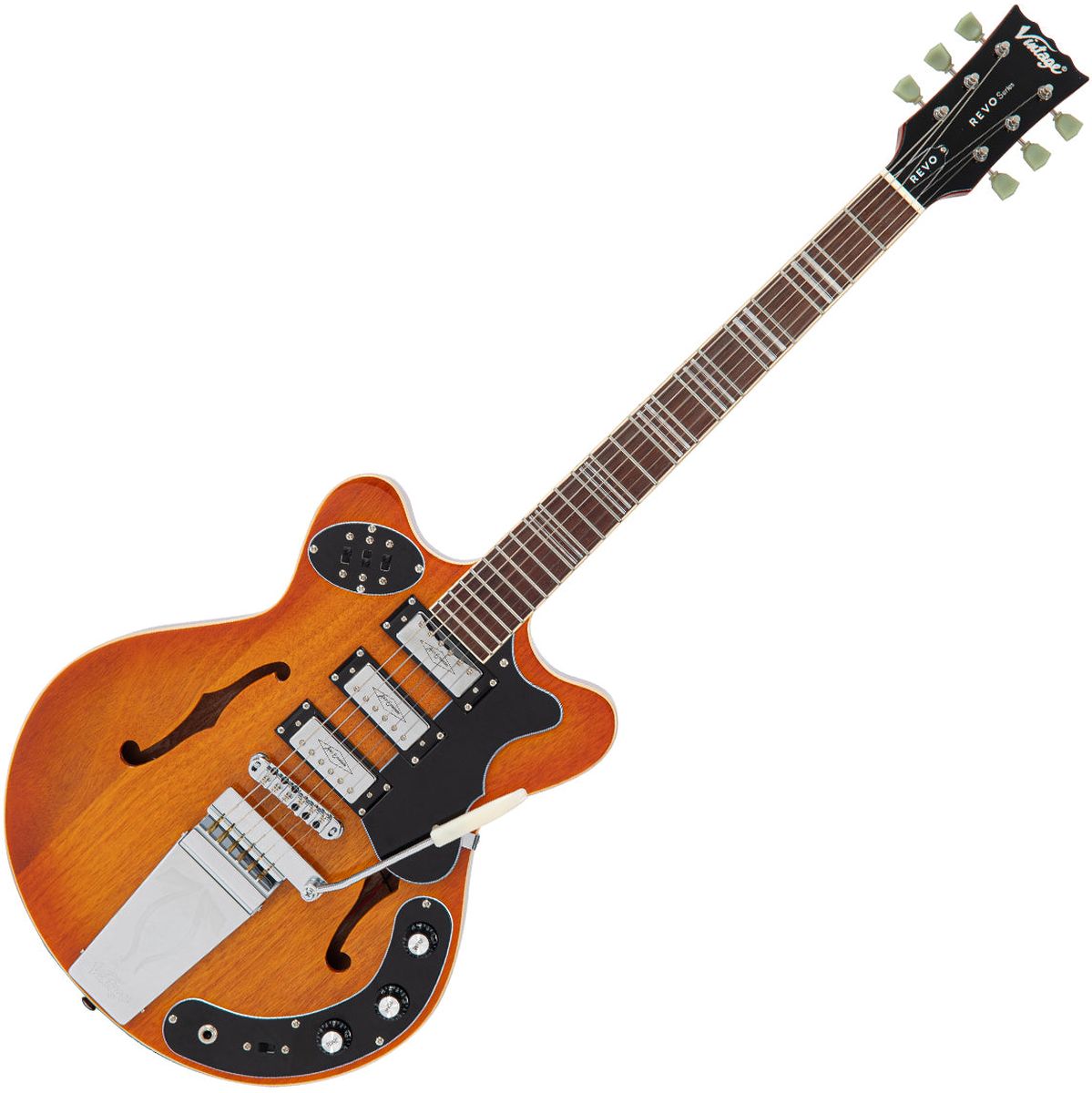 Vintage Revo Series Superthin Guitar - Amberburst