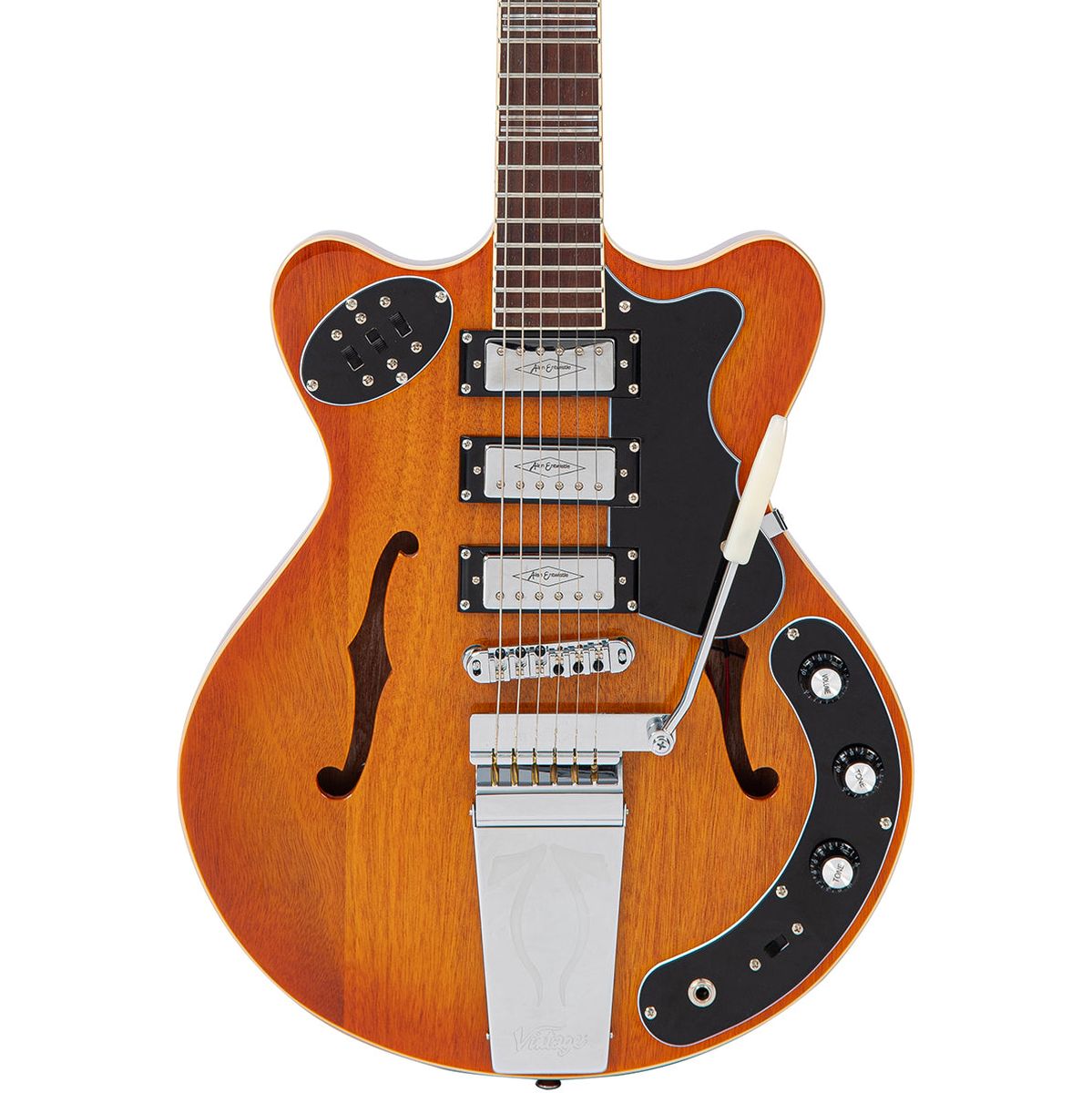 Vintage Revo Series Superthin Guitar - Amberburst