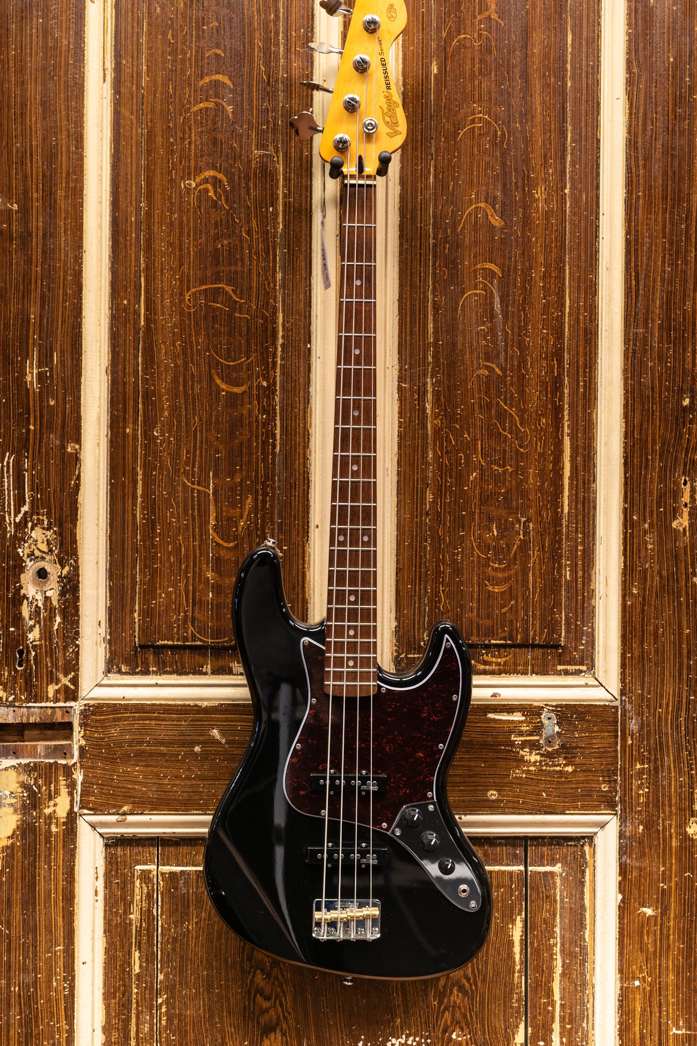 Vintage VJ74 Jazz Bass Gloss Black Basgitaar
