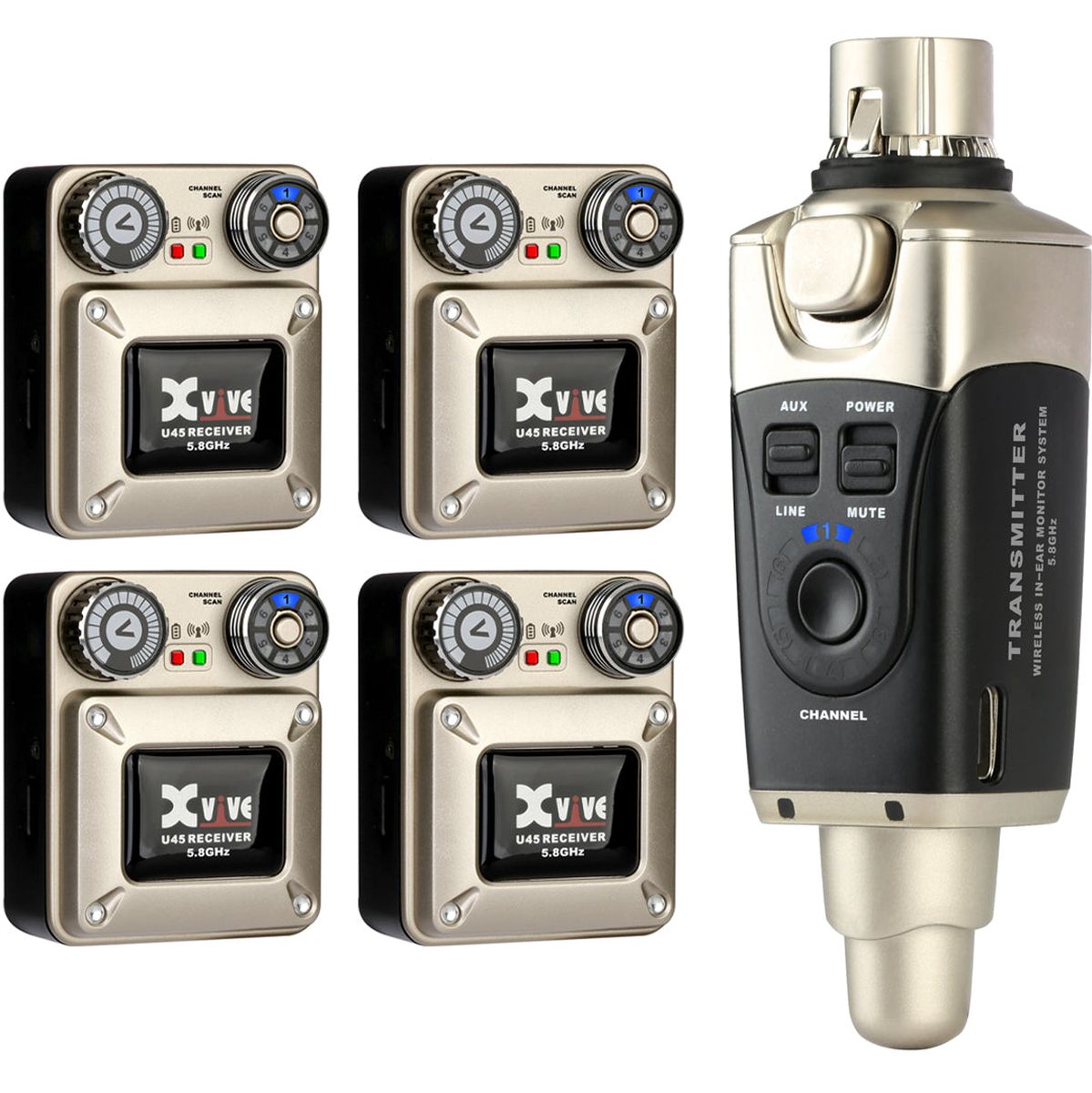 Xvive U45R4 - 5.8 GHz Wireless In Ear Monitor System w/ Four Receivers
