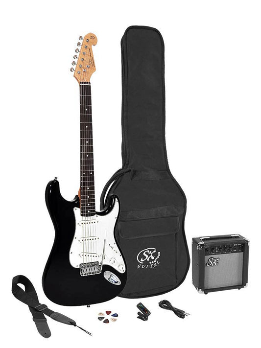 SX Elektrische gitaar Starter set gitaarpakket Zwart