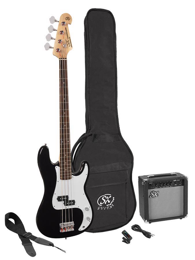 SX Basgitaar P-style Starter set gitaarpakket Zwart