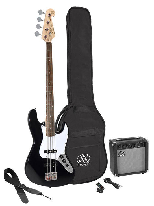 SX Basgitaar J-style Starter set gitaarpakket Zwart