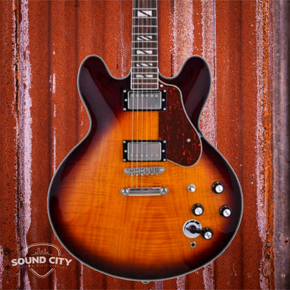 SX Archtop SEL6 CDS Dark Sunburst Semi-Hollow Elektrische gitaar