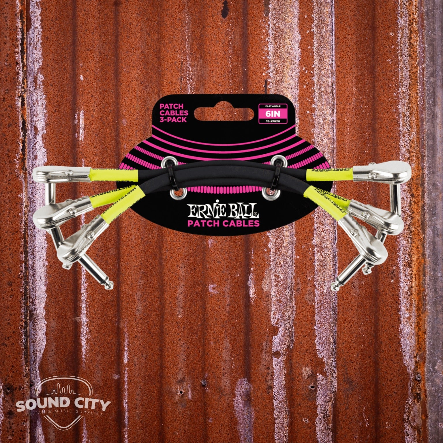 Ernie Ball 6059 Patchkabels 3 pack - haaks fijn - 15cm BK