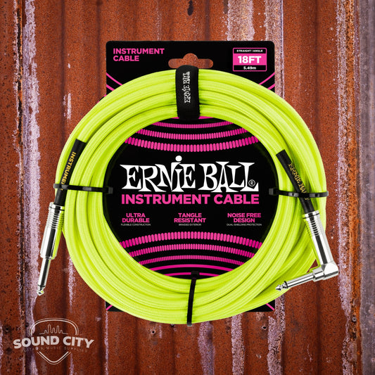 Ernie Ball 6085 Instrumentkabel Jack/Jack haaks - geel fluo  (5.5m)