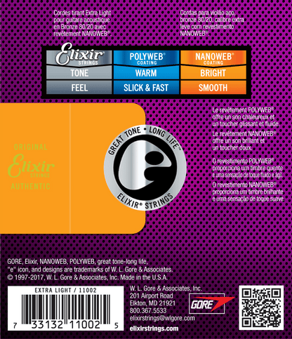 Elixir 11002 Acoustic 80/20 Extra Light 10-47 snaren