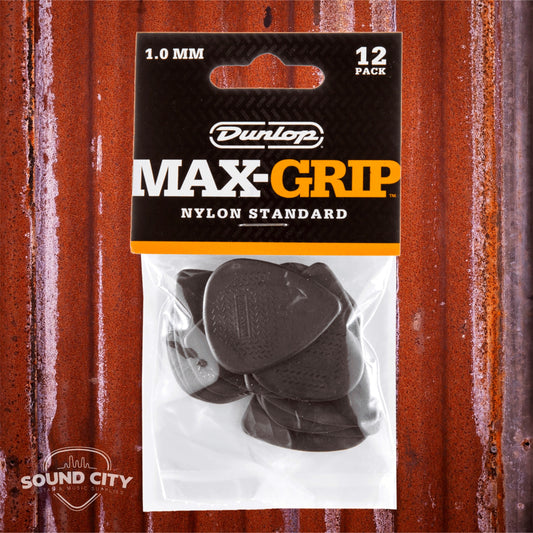 Dunlop Plectrum Max Grip Nylon 1.00mm Zwart 12PACK