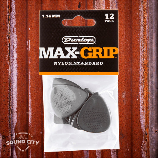 Dunlop Plectrum Max Grip Nylon 1.14mm Zwart 12PACK