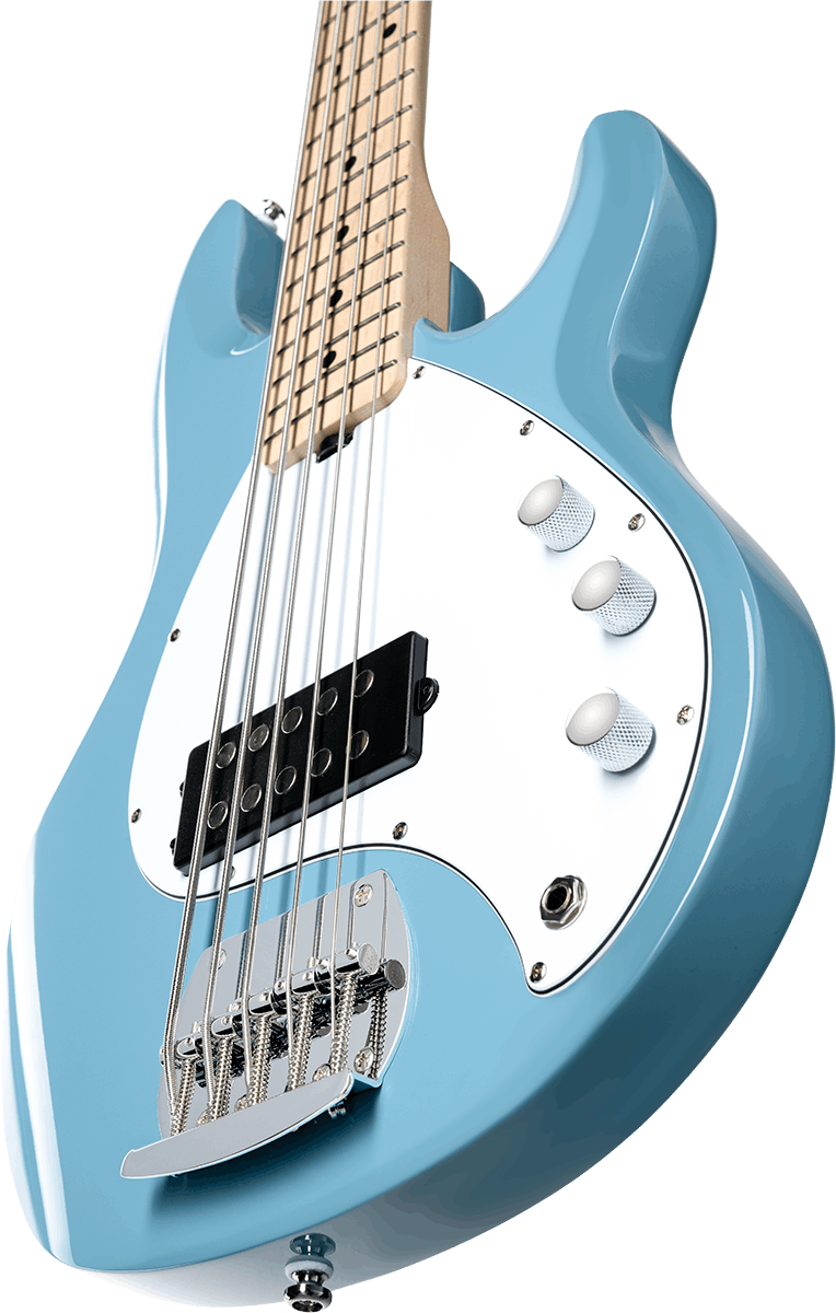 Sterling by Music Man S.U.B. Sting Ray5 CH chopper Blue Elektrische basgitaar