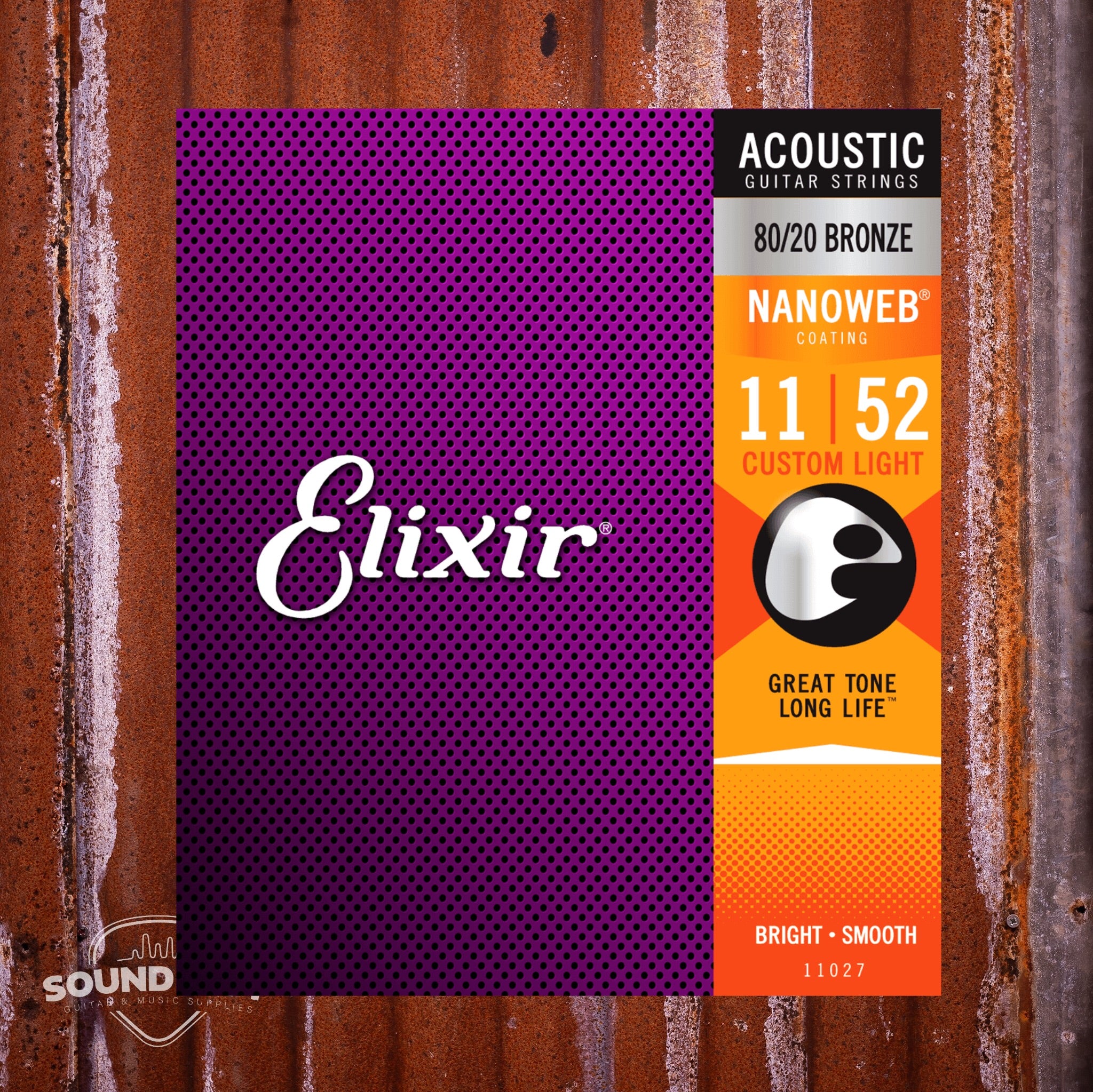 Elixir 11027 Acoustic 80/20 Custom Light 11-47 snaren
