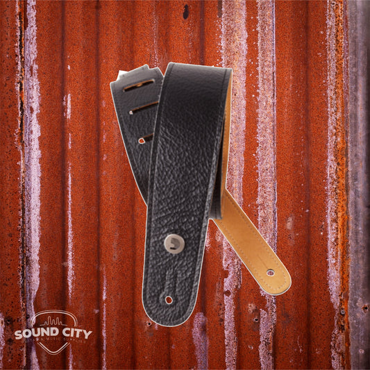 D'Addario Slim Garment Leather Guitar Strap, Black