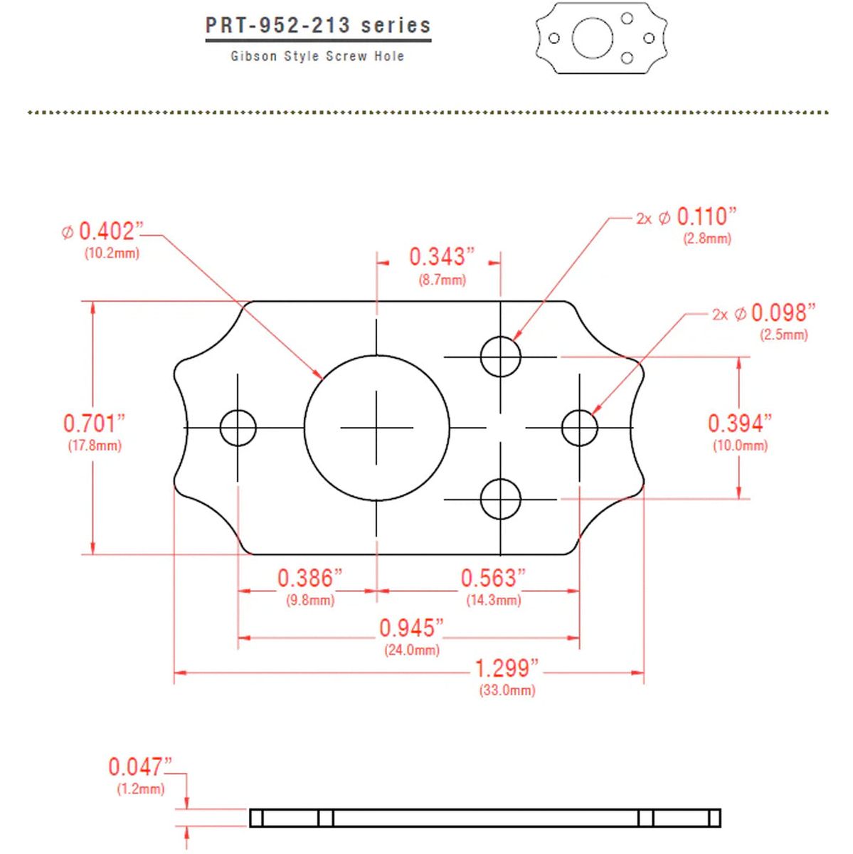Graph Tech Ratio Plate For Gibson Style Screw Hole - Gold (1PC)