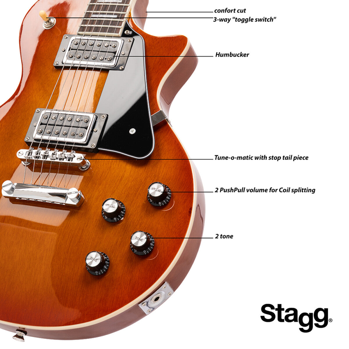 Stagg SEL-STD VSB Vintage Sunburst LP Elektrische Gitaar