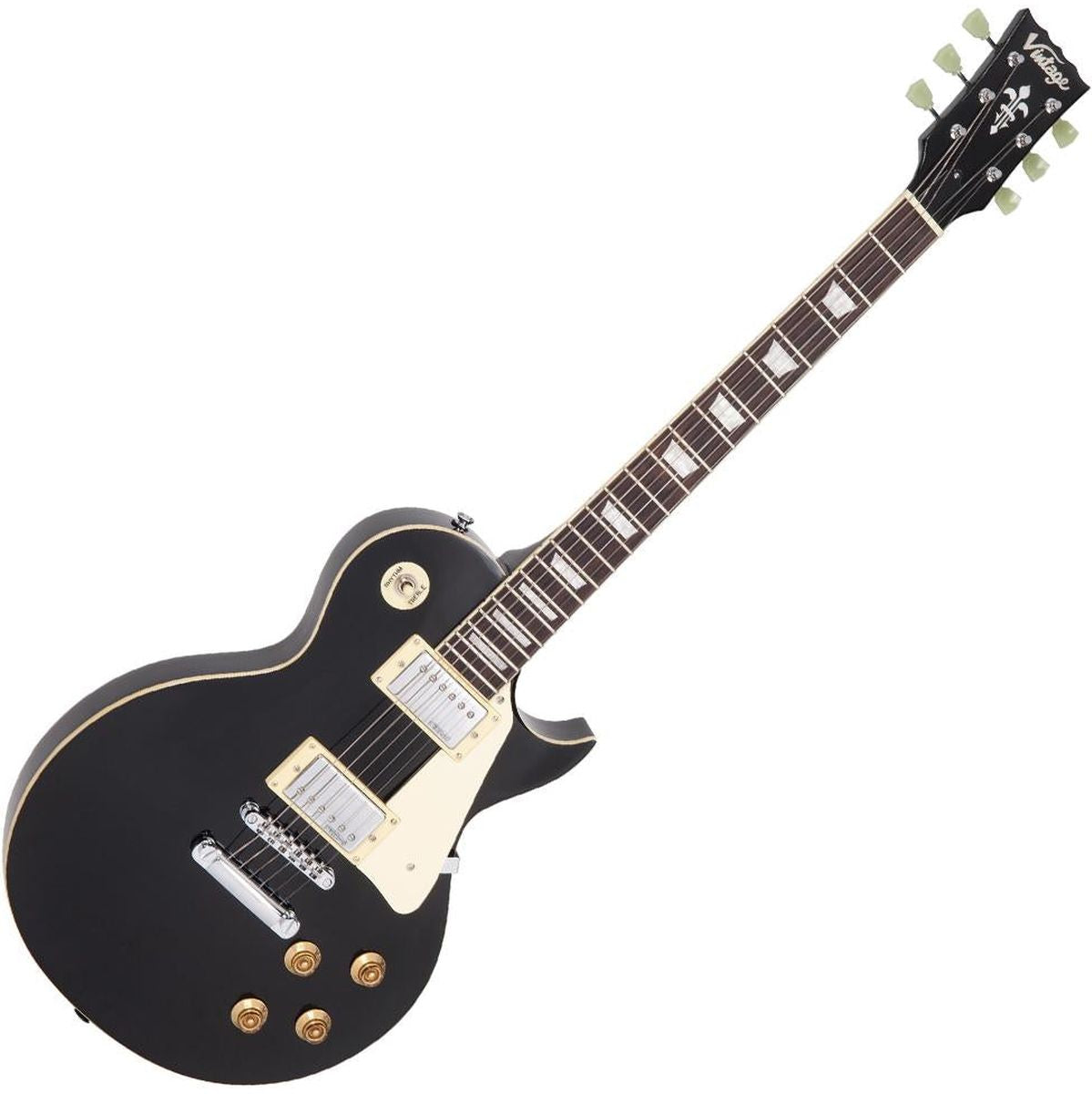 Vintage V100 Guitar-Chrome Hardware-Gloss Black
