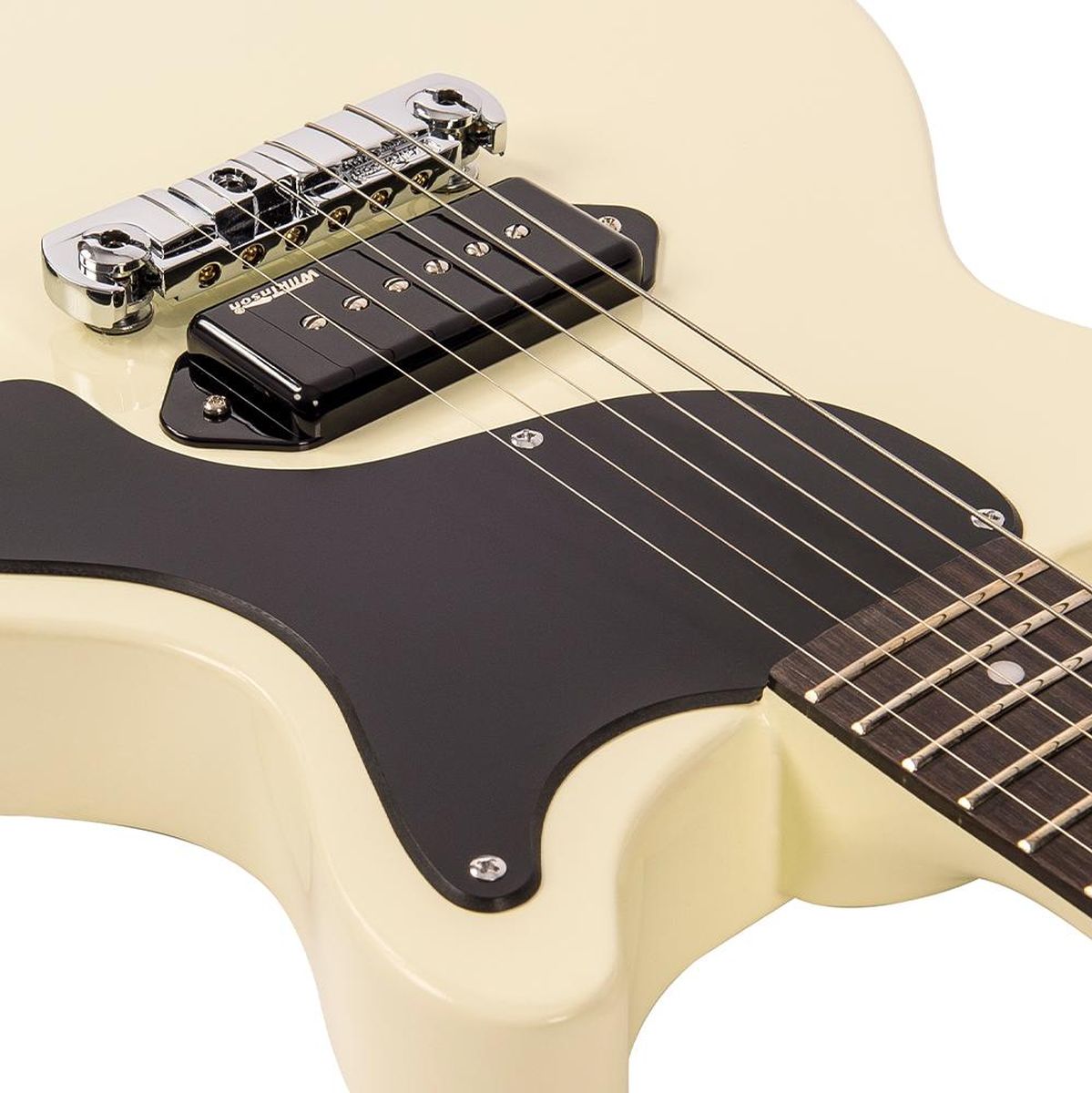 Vintage VR130 Electric Guitar-Double Cut - Vintage White