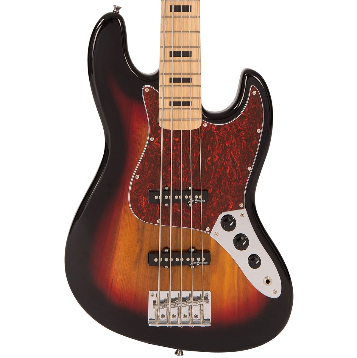 Vintage V49 5 String Coaster Series Bass Guitar - 3 Tone Sunburst