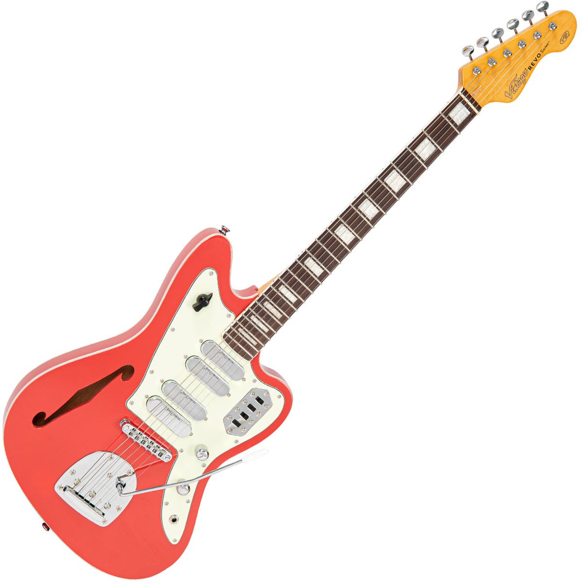 Vintage Revo Series Surfmaster Quad Guitar - Firenza Red
