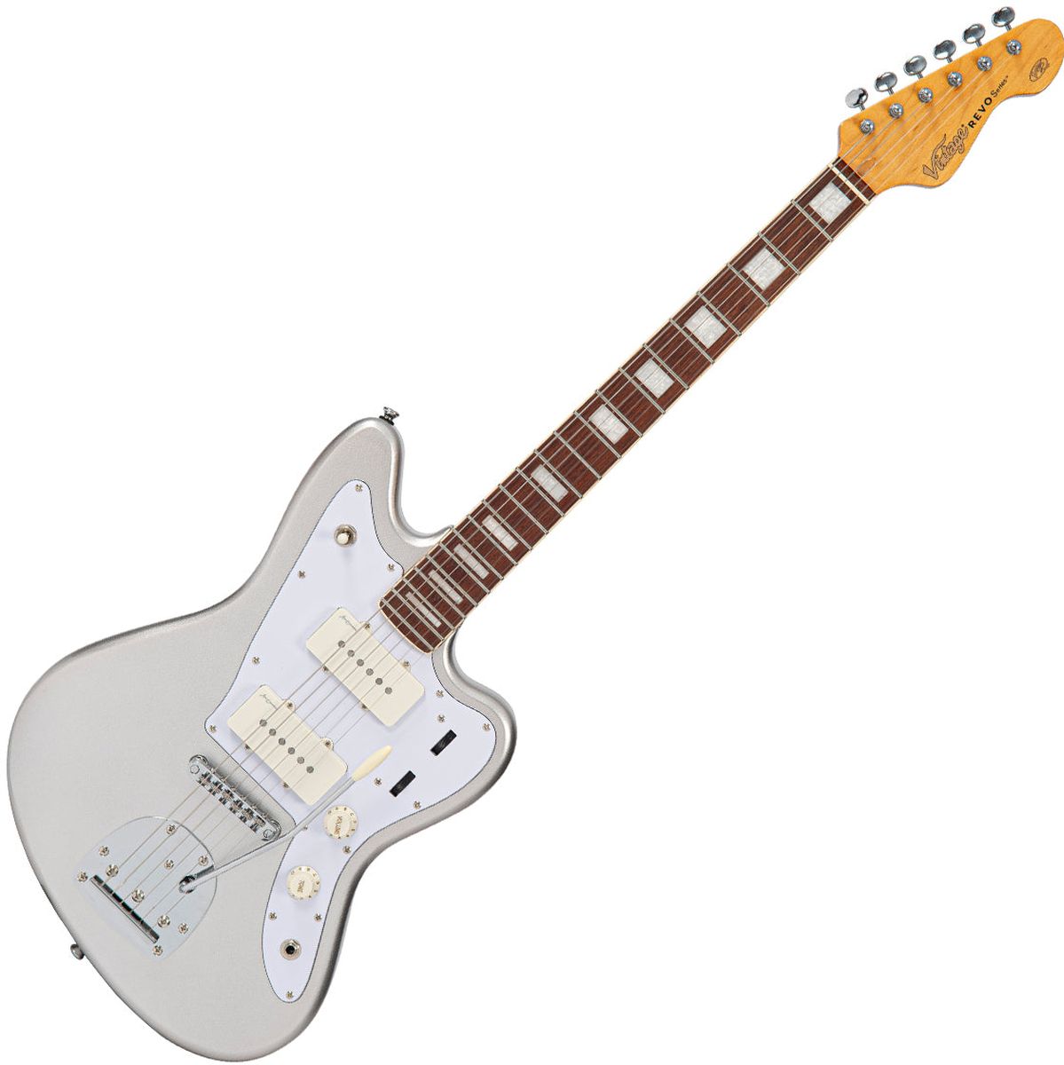 Vintage Revo Series Surfmaster 90 Guitar - Metallic Silver
