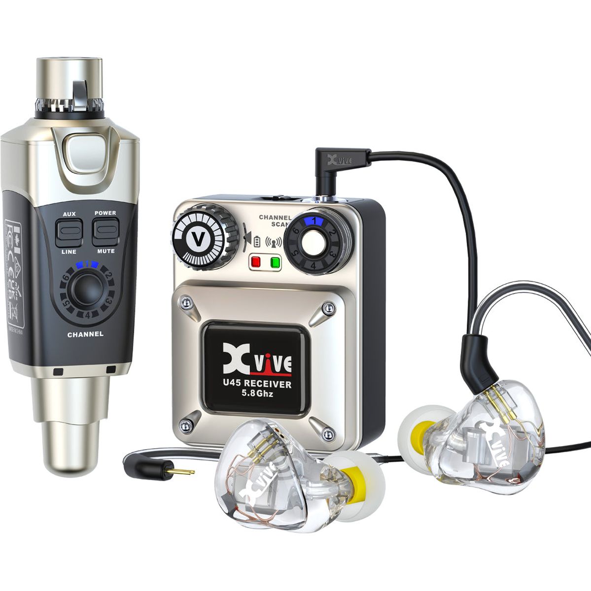 Xvive U45T9 - 5.8 GHz Wireless In Ear Monitor System Plus In Ear Montors &amp; Case