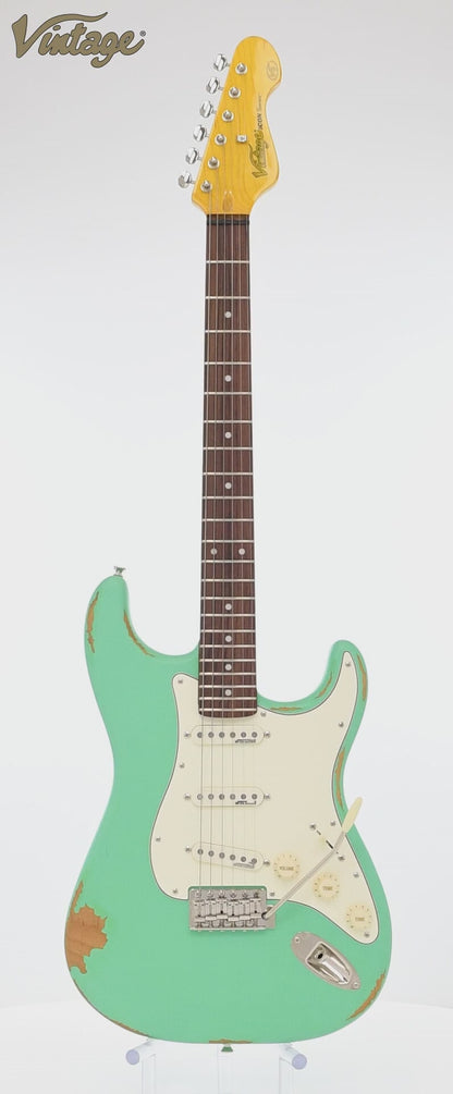 Vintage V6 Icon Series Distressed Ventura Green Elektrische gitaar