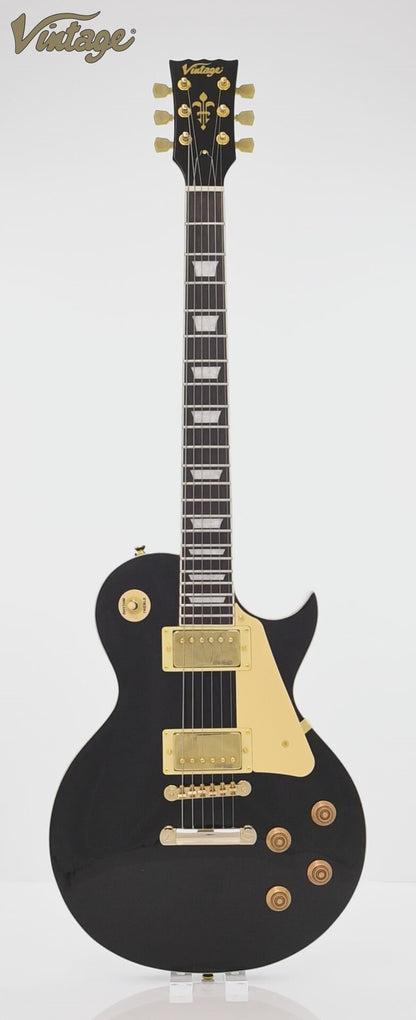 Vintage V100 Gloss Black Elektrische Gitaar