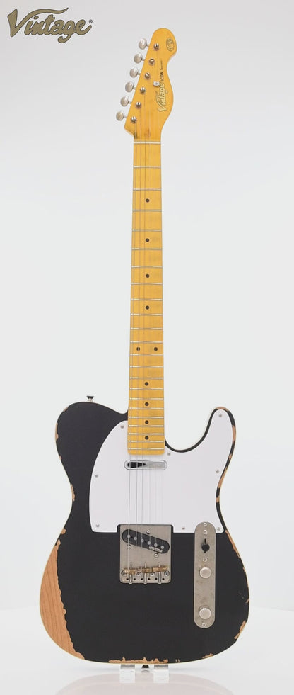 Vintage V59 Icon Distressed Black elektrische gitaar